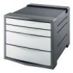 Esselte Europost Vivida Buc de 4 Cajones - 2 Medidas de Cajon - Deslizamiento Suave - Base con Goma Antideslizante - Color Gris/Blanco