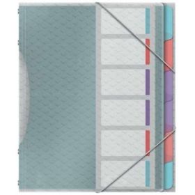 Esselte Colour'Breeze Clasificador con 6 Pestañas Multicolor - Para Formato A4 - 3 Solapas en la Contraportada - Polpropileno en Relieve - Cierre con Goma Elastica - Color Translucido