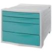 Esselte Colour'Breeze Buc de 4 Cajones - 2 Medidas de Cajon - Deslizamiento Suave - Base con Goma Antideslizante - Color Gris/Azul