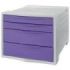 Esselte Colour'Breeze Buc de 4 Cajones - 2 Medidas de Cajon - Deslizamiento Suave - Base con Goma Antideslizante - Color Gris/Lavanda
