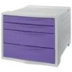 Esselte Colour'Breeze Buc de 4 Cajones - 2 Medidas de Cajon - Deslizamiento Suave - Base con Goma Antideslizante - Color Gris/Lavanda
