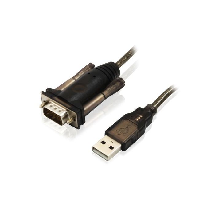 Ewent Cable Serie Modem RS232 Macho a USB Macho - Cable de 1.5m - Color Negro/Transparente