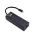 Ewent Hub USB-C 4 en 1 - 3x USB-A - 1x RJ45 - hasta 1000Mbps - Cable de 15cm - Color Negro