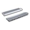 Ewent USB-C Dock 12 en 1 - 1x USB-C, 3x USB 3.2 Gen1, 2x HDMI 4K/60Hz, 1x DisplayPort 4K/60Hz, SD/TF 2.0, Audio, RJ45 Gb, 1x USB-C PD 100W - Color Plata
