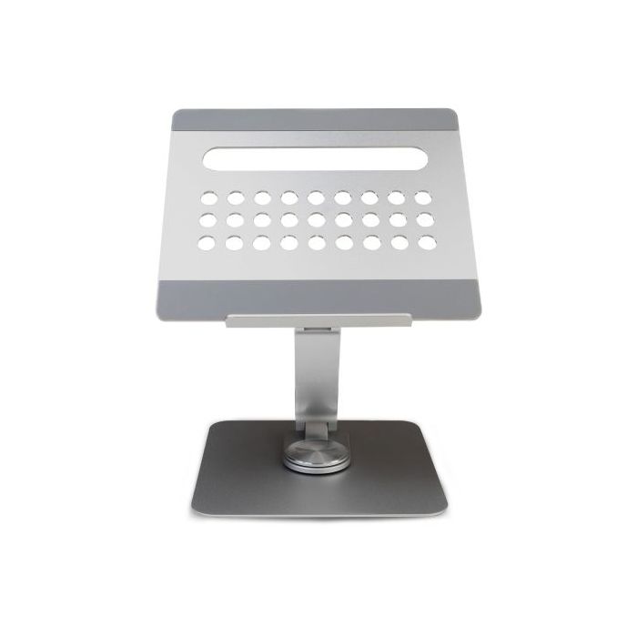 Ewent Soporte de Sobremesa para Portatil - Aluminio - Multipuerto 7 en 1 - Rotacion 360 - Ajustable - Base Antideslizante - Plegable - Color Plateado/Gris