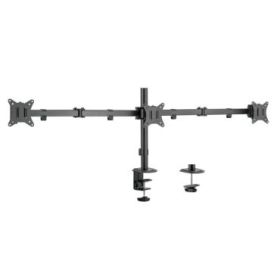Ewent Soporte de Mesa para Tres Monitores hasta 27" - Giratorio e Inclinable - Gestion de Cables - Peso Maximo de 7kg por Monitor - VESA 100x100 - 1430x548x148mm - Color Negro