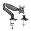 Ewent Soporte de Mesa con Brazo Articulado para Monitor hasta 34" - Resorte de Gas - Giratorio e Inclinable - Gestion de Cables - Peso Maximo 9kg - VESA 100x100 - 1x USB-A 3.1 Gen1 - Entrada Jack y Microfono - 117x610x370mm - Color Negro