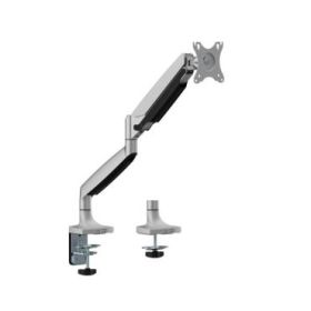 Ewent Soporte de Mesa con Brazo Articulado para Monitor hasta 45" - Giratorio e Inclinable - Gestion de Cables - Peso Maximo 15kg - VESA 100x100 - Abrazadera para Grosor Maximo de 80mm - 134x625x663mm - Color Gris Espacial