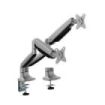 Ewent Soporte de Mesa con Doble Brazo Articulado para Monitores hasta 35" - Giratorio e Inclinable - Gestion de Cables - Peso Maximo de 15kg por Monitor - VESA 100x100 - 134x625x663mm - Color Plata