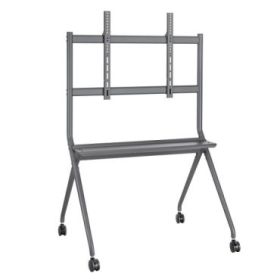 Ewent Soporte de Suelo para TV hasta 86" - Bandeja Auxiliar - Altura Ajustable - Gestion de Cables - VESA Maximo 800x600 - Peso Maximo 120kg - Ruedas para Desplazamiento - 1067x801x1725mm - Color Negro