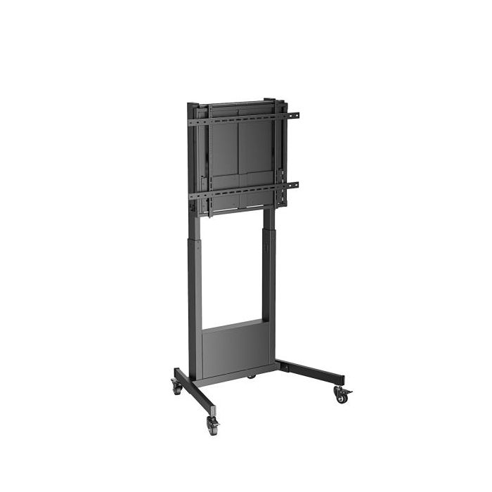Ewent Soporte de Suelo para TV hasta 100" - Altura Ajustable - Gestion de Cables - VESA Maximo 800x600 - Peso Maximo 95kg - Ruedas para Desplazamiento - 1038x828x1950mm - Color Negro Mate