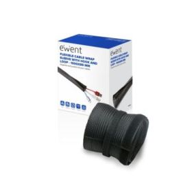 Ewent Manguito Organizador de Cable Polyester - Cierre de Velcro - 1m - 85mm - Color Negro