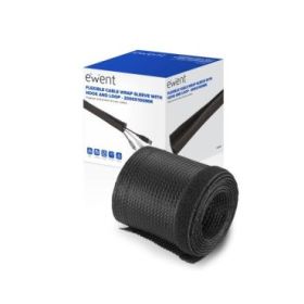 Ewent Manguito Organizador de Cable Polyester - Cierre de Velcro - 2m - 100mm - Color Negro