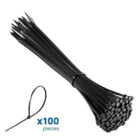 Ewent Pack de 100 Bridas de Nylon - 200x2.5mm - Resistente a UV - Uso en Interior y Exterior - Color Negro