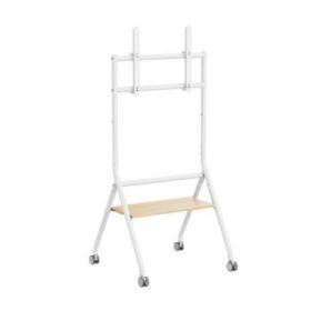 Ewent EW1582 Soporte de Suelo para Pantallas Interactivas/TV de 37 a 86" - Bandeja Multiusos - Peso Max. 80kg - Altura Ajustable - Ruedas - Color Blanco