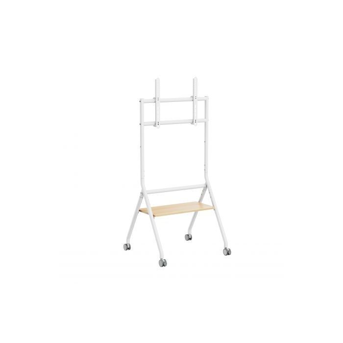 Ewent EW1582 Soporte de Suelo para Pantallas Interactivas/TV de 37 a 86" - Bandeja Multiusos - Peso Max. 80kg - Altura Ajustable - Ruedas - Color Blanco