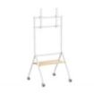 Ewent EW1582 Soporte de Suelo para Pantallas Interactivas/TV de 37 a 86" - Bandeja Multiusos - Peso Max. 80kg - Altura Ajustable - Ruedas - Color Blanco