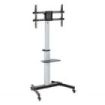 Ewent EW1583 Soporte de Suelo para TV de 37 a 86" - Bandeja Multiusos - Peso Max. 50kg - Altura, Inclinacion y Rotacion Ajustables - Ruedas - Color Gris