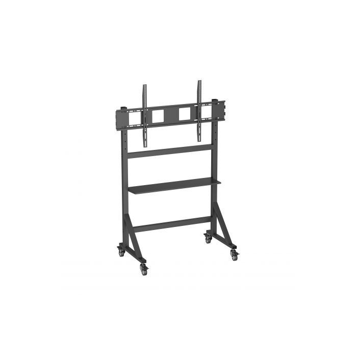Ewent EW1584 Soporte de Suelo para Pantallas Interactivas/TV de 55 a 100" - Bandeja Multiusos - Peso Max. 120kg - Altura Ajustable - Ruedas - Color Negro