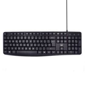 Ewent Teclado con Cable USB - Disposicion Italiana QWERTY IT - Cable de 1.35m - Teclas de Bajo Perfil y Silenciosas - Color Negro