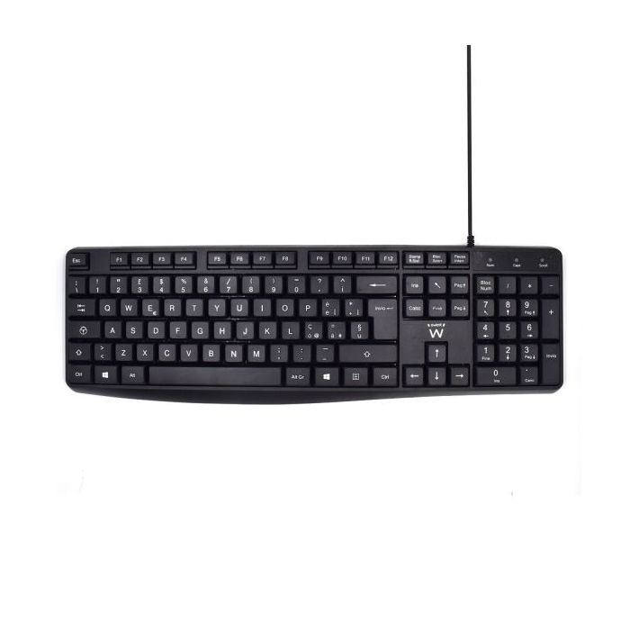 Ewent Teclado con Cable USB - Disposicion Italiana QWERTY IT - Cable de 1.35m - Teclas de Bajo Perfil y Silenciosas - Color Negro