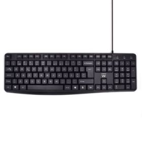 Ewent Teclado con Cable USB - Disposicion Portuguesa QWERTY PT - Cable de 1.35m - Teclas de Bajo Perfil y Silenciosas - Color Negro