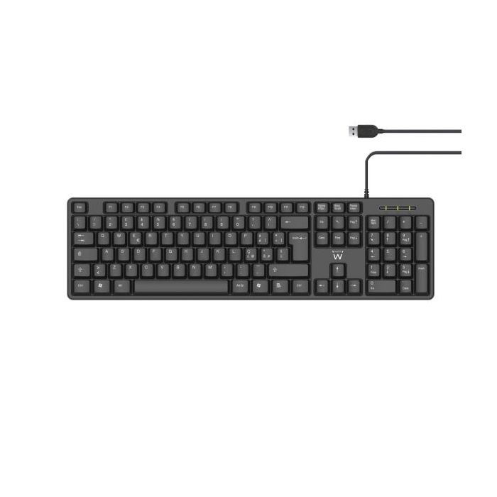 Ewent Teclado con Cable USB - Perfil Delgado - Disposicion Portuguesa QWERTY PT - Plastico ABS - Cable de 1.35m - Color Negro