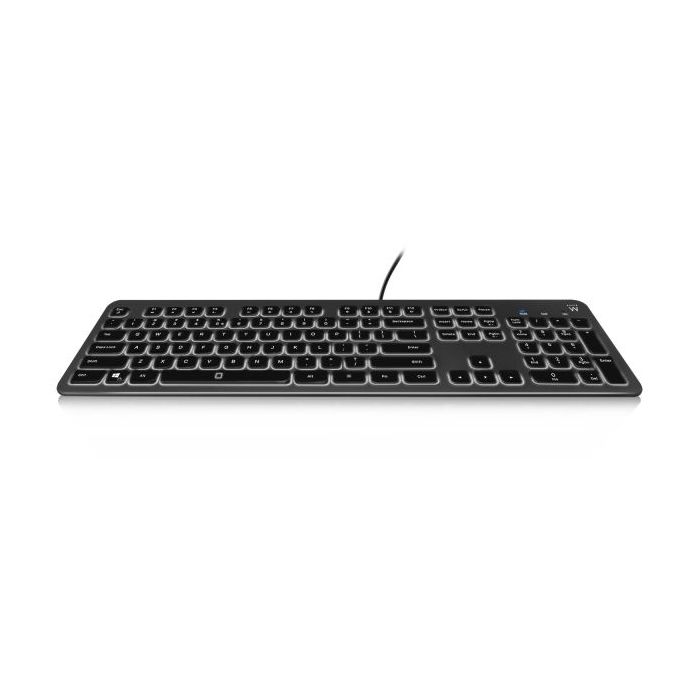 Ewent Teclado con Cable USB - Disposicion Portuguesa QWERTY PT - Retroiluminacion - Teclas de Bajo Perfil y Silenciosas - Cable de 1.5m - Color Negro