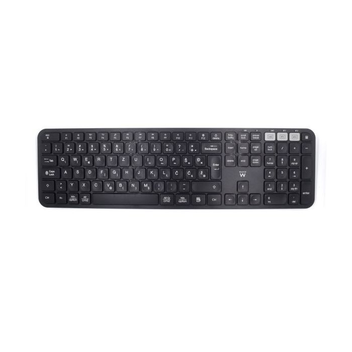 Ewent Teclado Inalambrico - Modo Ahorro de Energia - Disposicion Eslovena QWERTZ SI - 1x Bateria AAA (Incluida) - Alcance hasta 10m - Color Negro