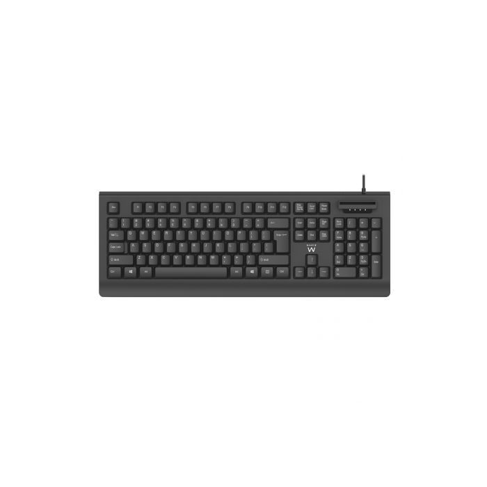 Ewent EW3286 Teclado USB con Lector Inteligente de Tipo PC/SC 2.0 como DNIe o Tarjeta Sanitaria Española - Idioma Español - Color Negro