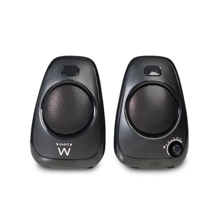 Ewent Altavoces Estereos de Sobremesa de 10W - Alimentacion USB - Jack de 3.5mm - Control de Volumen - Color Negro