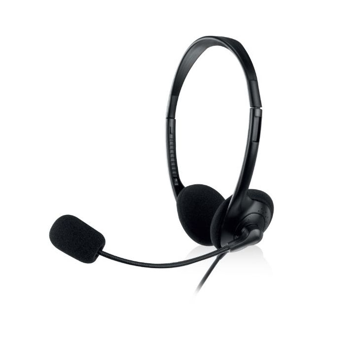 Ewent Auriculares Estereo - Microfono Integrado - 2x Jack de 3.5mm - Cable de 2.1m - Color Negro