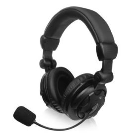 Ewent Auriculares Estereo Cubreorejas - Microfono Integrado - Control de Volumen - Cable de 1.85m - Color Negro