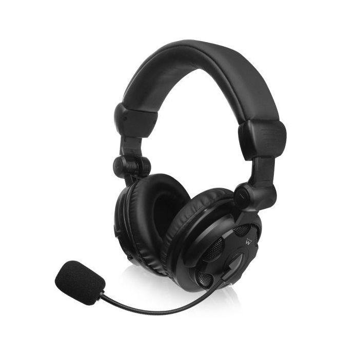 Ewent Auriculares Estereo Cubreorejas - Microfono Integrado - Control de Volumen - Cable de 1.85m - Color Negro