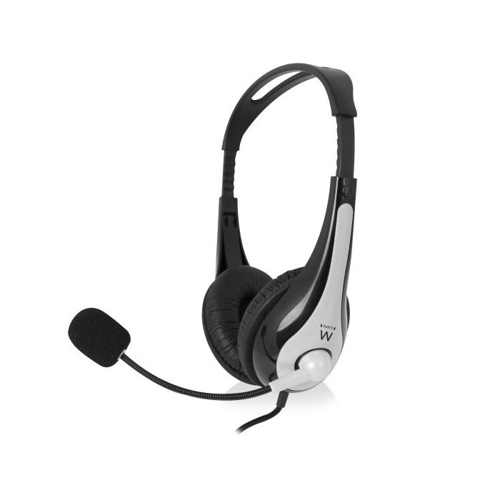 Ewent Auriculares Estereo USB - Microfono Integrado - Cable Trenzado de Nailon de 2m - Color Negro/Gris