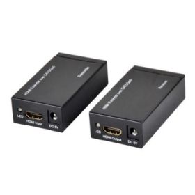 Ewent Pack Extensor HDMI por Cable UTP - hasta 60 Metros - Resolucion 1080P con Cable Cat6 - Color Negro