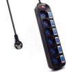 Ewent Regleta de 6 Tomas de Seguridad - 6x Schuko 16A - Proteccion contra Sobretension - Interruptor On/Off General e Individuales - Proteccion Infantil - Cable de 1.5m - Color Negro