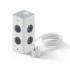 Ewent Regleta con 12 Tomas de Sobremesa - 8x Schuko 16A - 2x USB-A - 2x USB-C - Interruptor On/Off - Proteccion Infantil - Forma de Torre - Cable de 2m - Color Blanco/Gris