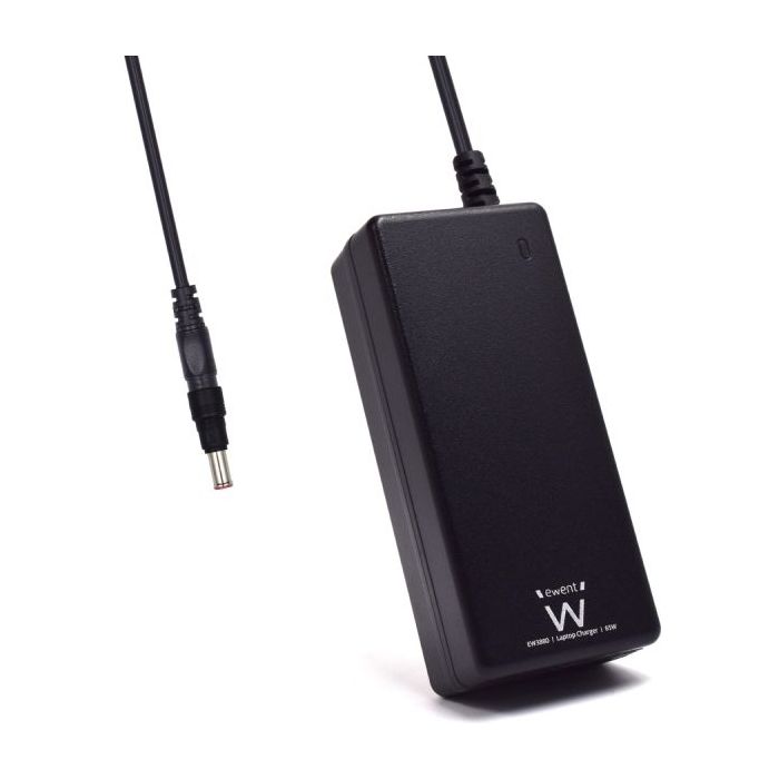Ewent Cargador Especifico para Portatiles Sony, Fujitsu - 65W de Potencia - Clavija 6x4.3mm - Longitud de Cable Total de 2.7m (1.5+1.2m) - Proteccion Electrica - Color Negro