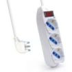 Ewent Regleta con 3 Tomas Tipo L/F (Schuko) de 10/16A - Interruptor On/Off - Enchufe Italiano Plano en Angulo - Cable de 1.5m - Color Blanco