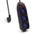 Ewent Regleta con 3 Tomas Tipo L/F (Schuko) de 10/16A - Interruptor On/Off - Enchufe Italiano Plano en Angulo - Cable de 1.5m - Color Negro