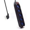 Ewent Regleta con 5 Tomas Tipo L/F (Schuko) de 10/16A - Interruptor On/Off - Enchufe Italiano Plano en Angulo - Cable de 1.5m - Color Negro