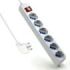 Ewent Regleta con 6 Tomas Tipo L/F (Schuko) de 10/16A - Proteccion contra Sobretensiones - Proteccion Infantil - Enchufe Italiano Plano en Angulo - Interruptor On/Off - Cable de 1.5m - Color Blanco