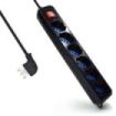 Ewent Regleta con 6 Tomas Tipo L/F (Schuko) de 10/16A - Interruptor On/Off - Proteccion contra Sobretensiones - Proteccion Infantil - Enchufe Italiano Plano en Angulo - Cable de 1.5m - Color Negro