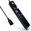 Ewent Regleta con 6 Tomas Tipo L/F (Schuko) para SAI - Proteccion contra Sobretension - Proteccion Infantil - Interruptor On/Off - Enchufe Vde - Cable de 1.5m - Color Negro