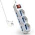 Ewent Regleta con 9 Tomas - 6 Tomas L + 3 Tomas L/F (Schuko) - Interruptor On/Off - Proteccion contra Sobretensiones - Enchufe Italiano Plano en Angulo - Proteccion Infantil - Cable de 1.5m - Color Blanco