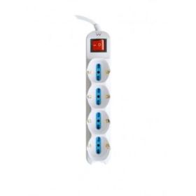 Ewent Regleta con 12 Tomas - 8 Tomas L + 4 Tomas L/F (Schuko) - Interruptor On/Off - Proteccion contra Sobretensiones - Proteccion Infantil - Cable de 1.5m - Color Blanco