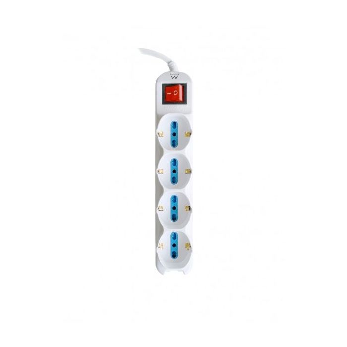 Ewent Regleta con 12 Tomas - 8 Tomas L + 4 Tomas L/F (Schuko) - Interruptor On/Off - Proteccion contra Sobretensiones - Proteccion Infantil - Cable de 1.5m - Color Blanco