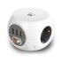 Ewent Regleta con 6 Tomas de Sobremesa - 3x Schuko 16A - 3x USB-A - Interruptor On/Off - Cable de 1.5m - Forma de Cubo - Color Blanco/Gris