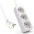 Ewent Regleta de 3 Tomas Schuko 16A - Proteccion Infantil - Cable de 1.5m - Enchufe Schuko Plano en Angulo - Color Blanco